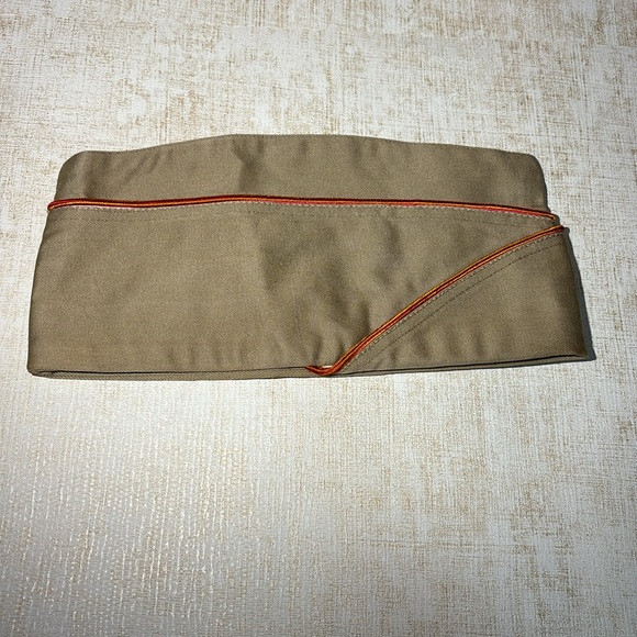 1952 Korean War Army Tan Khaki Garrison Cover cap With Mobile Repair Pin - Picture 9 of 9
